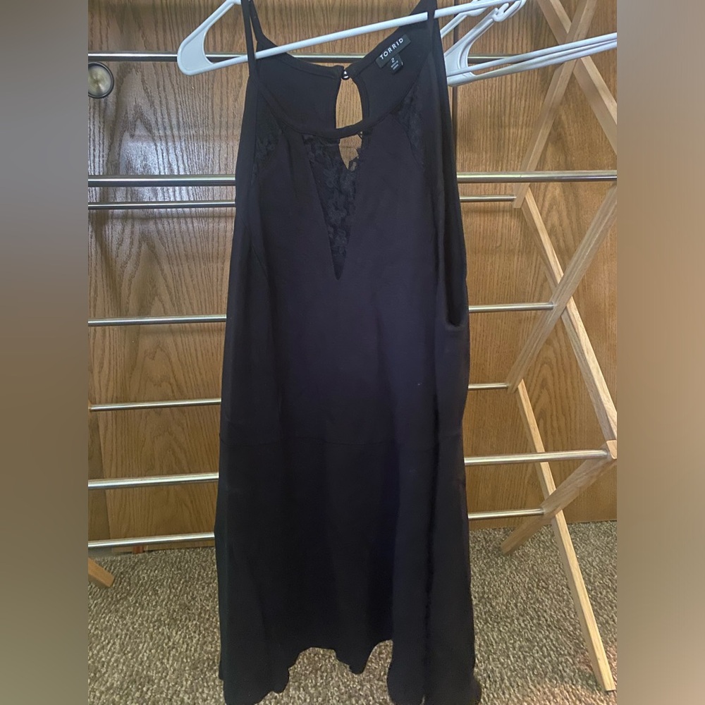 TORRID Black Lace-Trim Peplum Top
